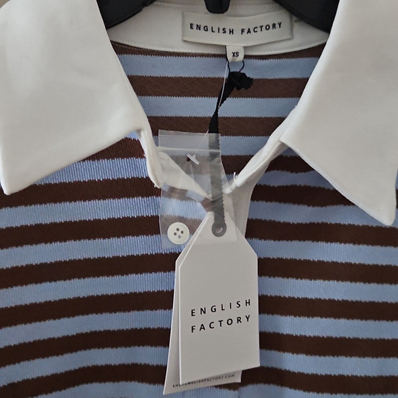 NEW! ENGLISH FACTORY Anthropologie Long Sleeve Striped Rugby Polo Shirt XS. - Picture 8 of 9